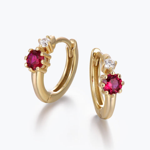 Scarlatta red cubic zirconia huggie hoop earrings