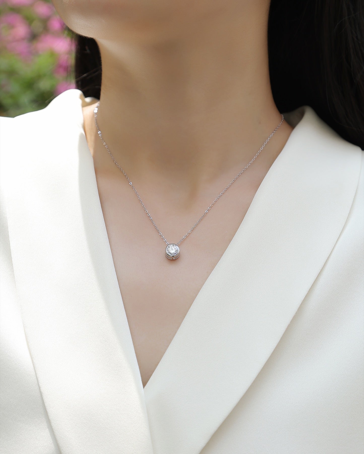 Purity 1 Carat Moissanite Pendant Necklace in Sterling Silver