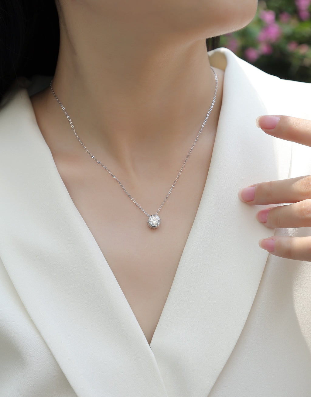 Purity 1 Carat Moissanite Pendant Necklace in Sterling Silver