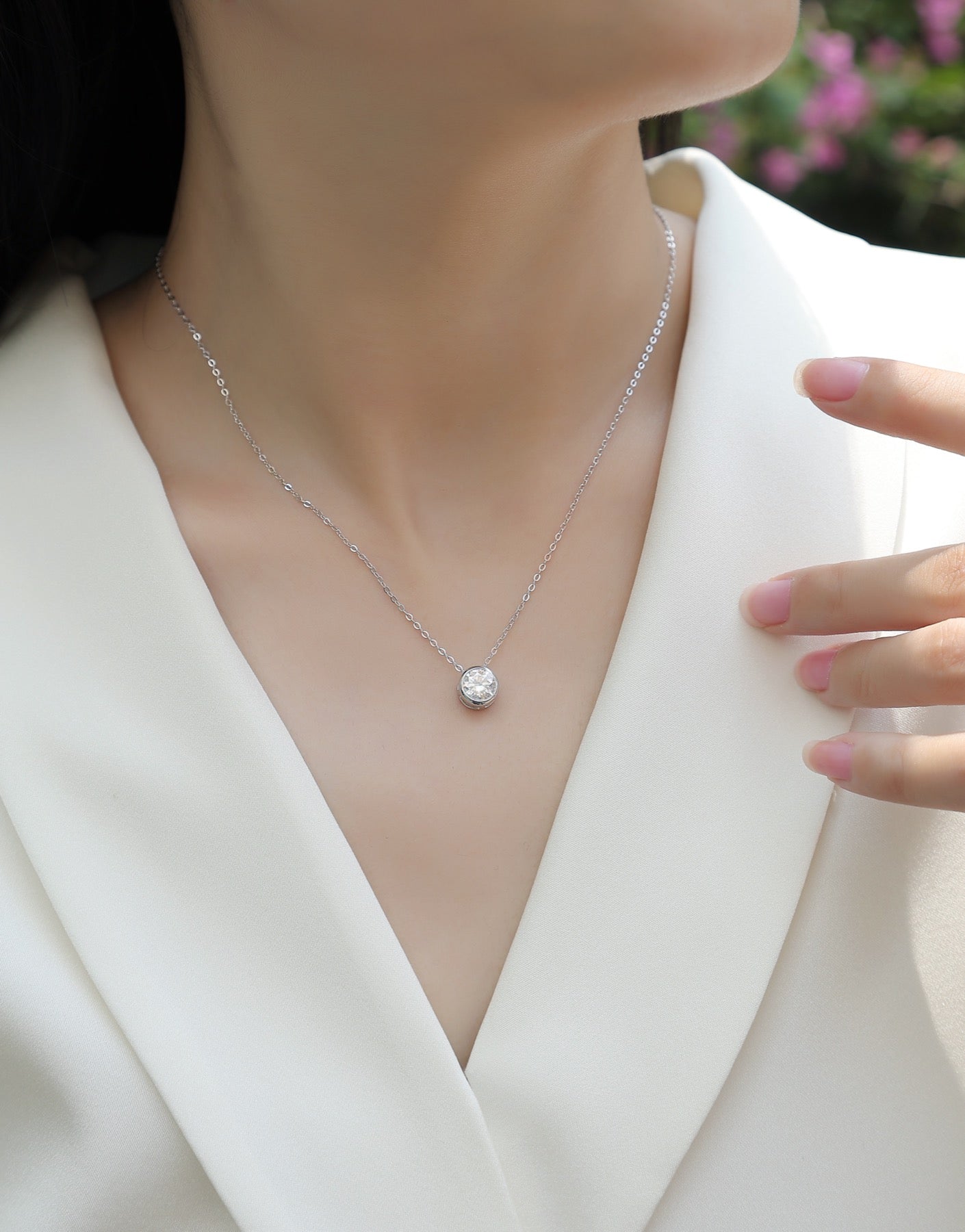 Purity 1 Carat Moissanite Pendant Necklace in Sterling Silver