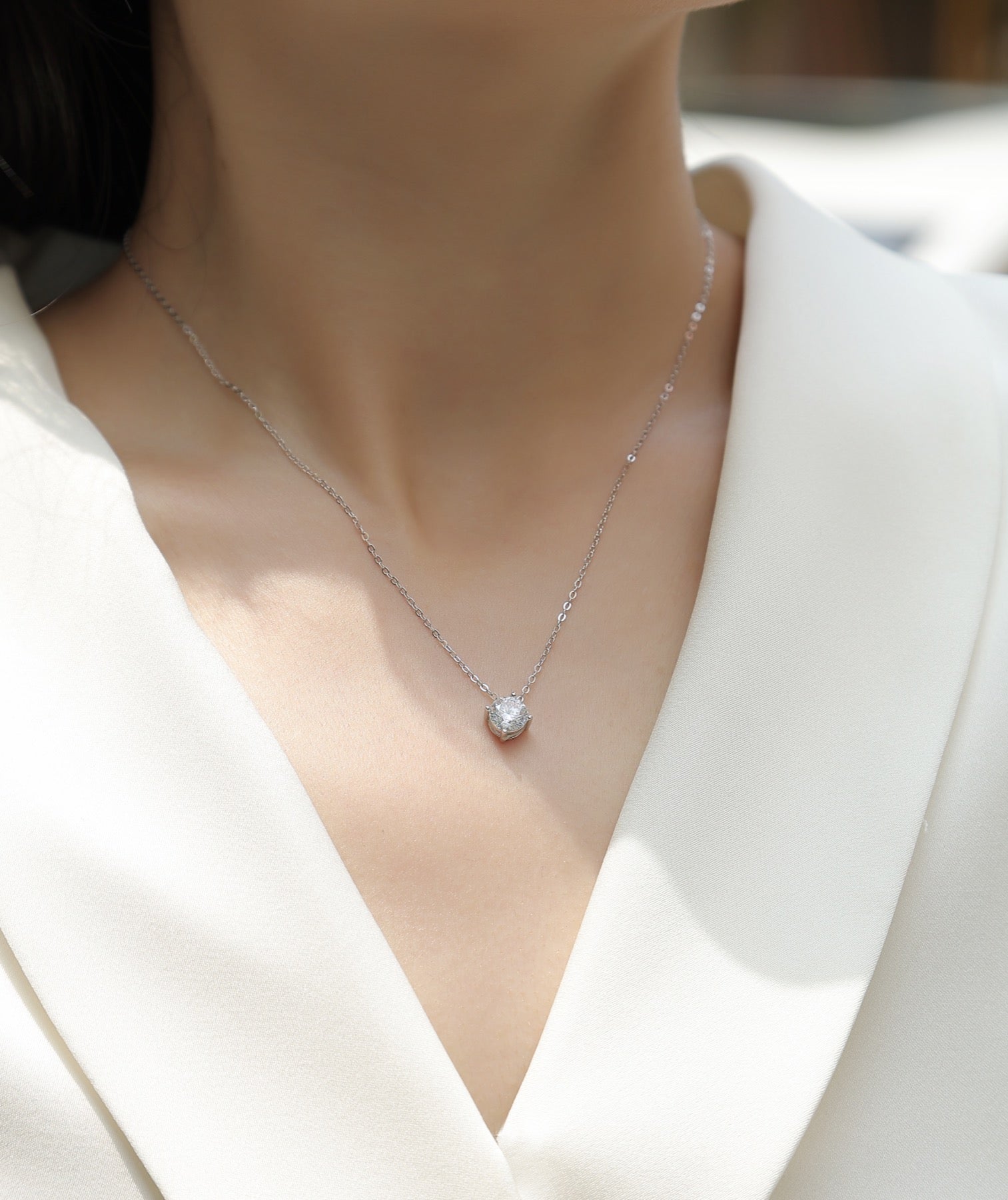 True Heart 1 Carat Moissanite Pendant Necklace in Sterling Silver