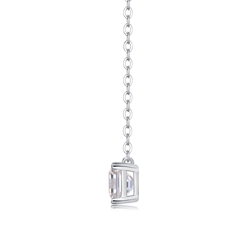 Eternity Square-Cut Moissanite Pendant Necklace in Sterling Silver