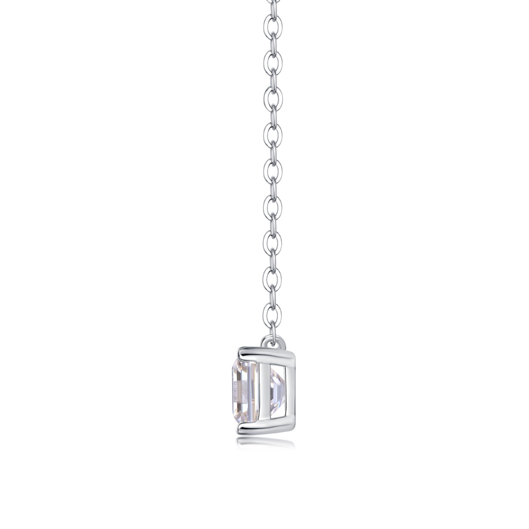 Eternity Square-Cut Moissanite Pendant Necklace in Sterling Silver