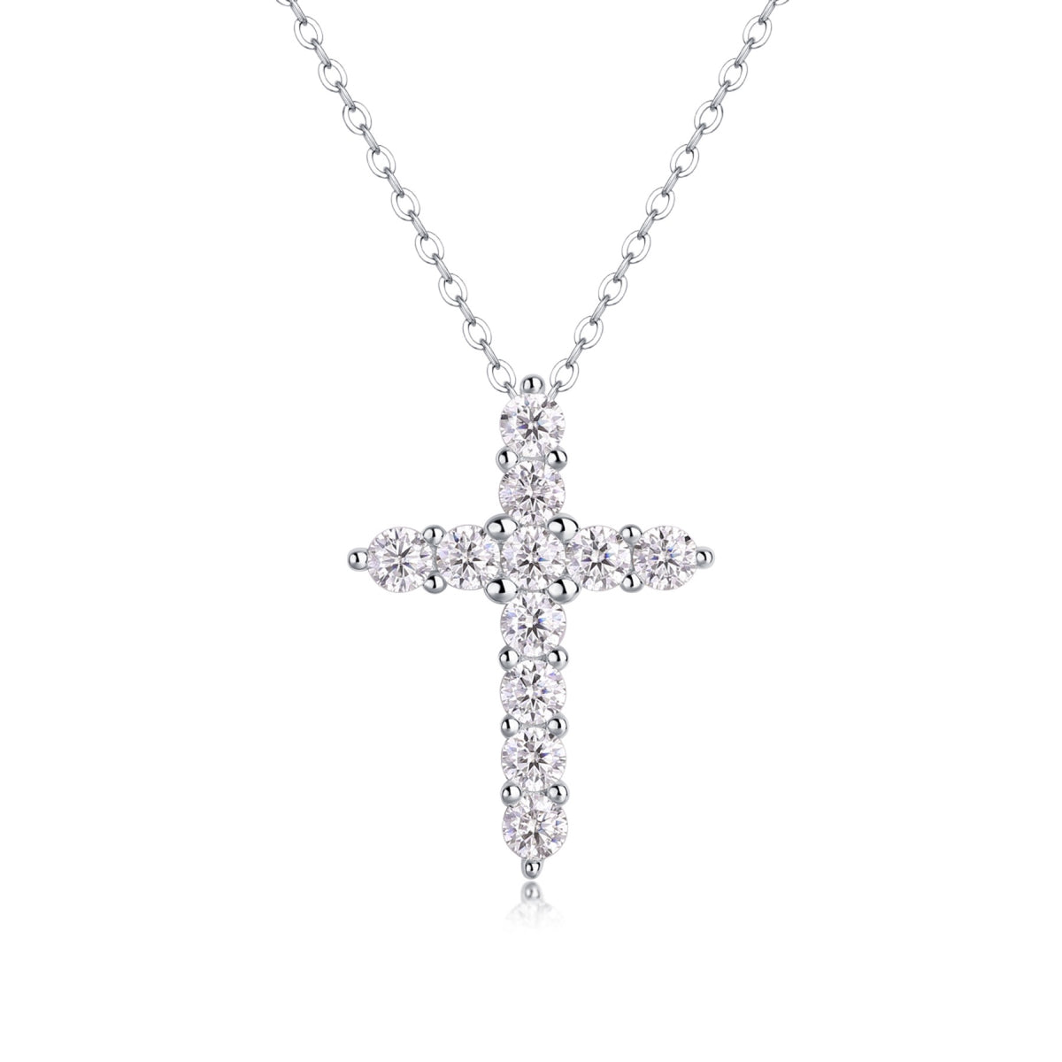 Faith Moissanite Cross Necklace in Sterling Silver
