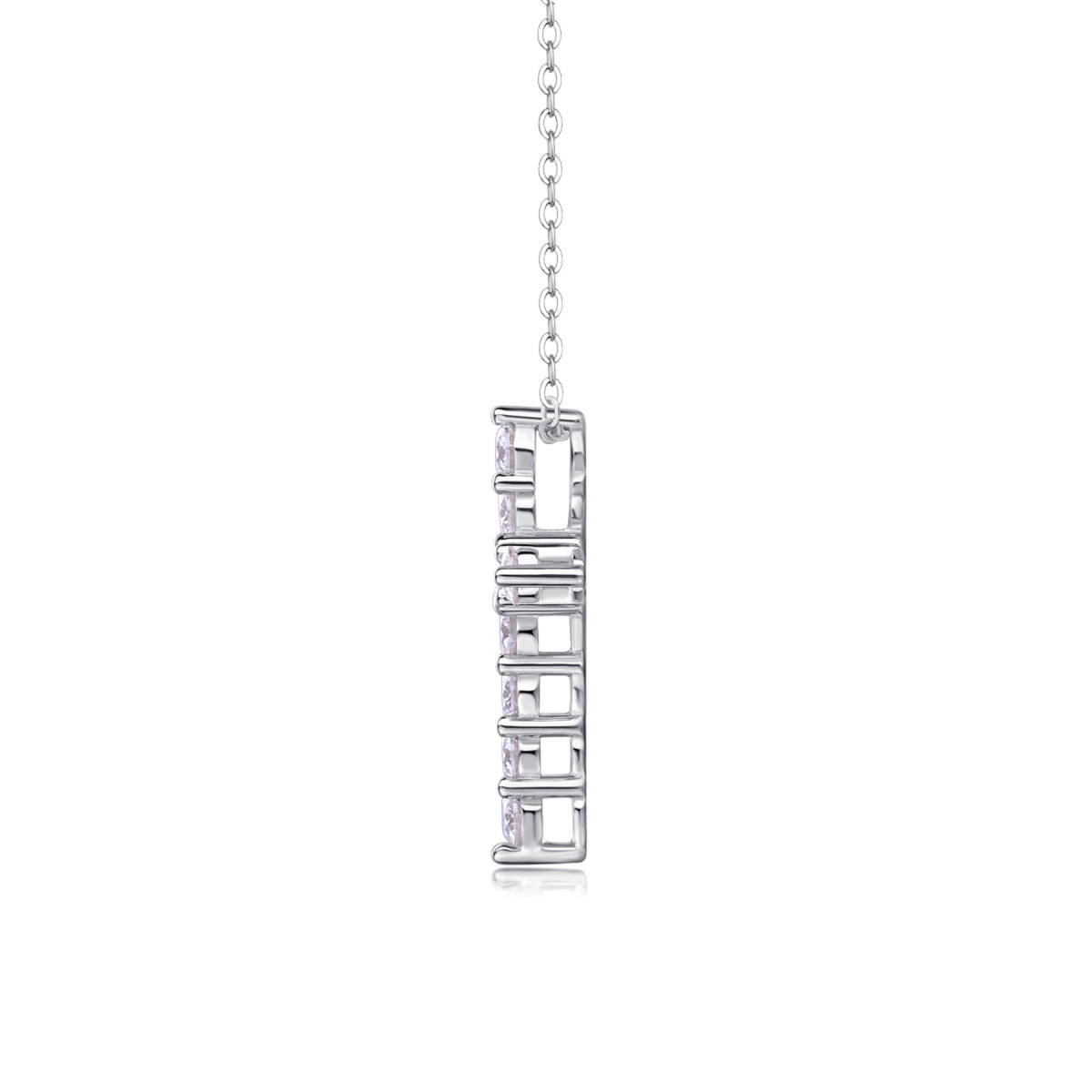 Faith Moissanite Cross Necklace in Sterling Silver