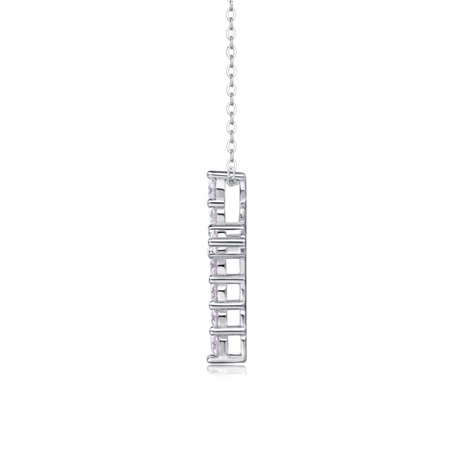Faith Moissanite Cross Necklace in Sterling Silver