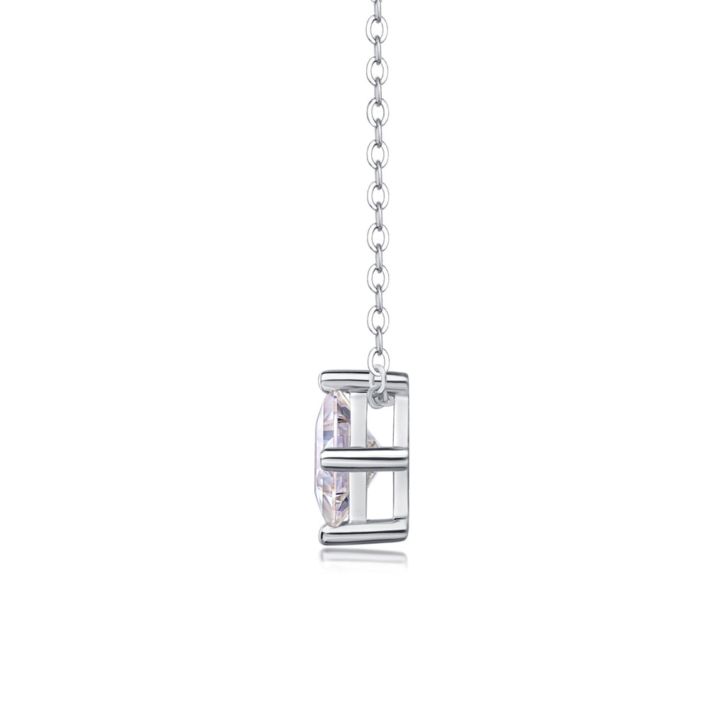 Together Square-Cut Moissanite Pendant Necklace in Sterling Silver