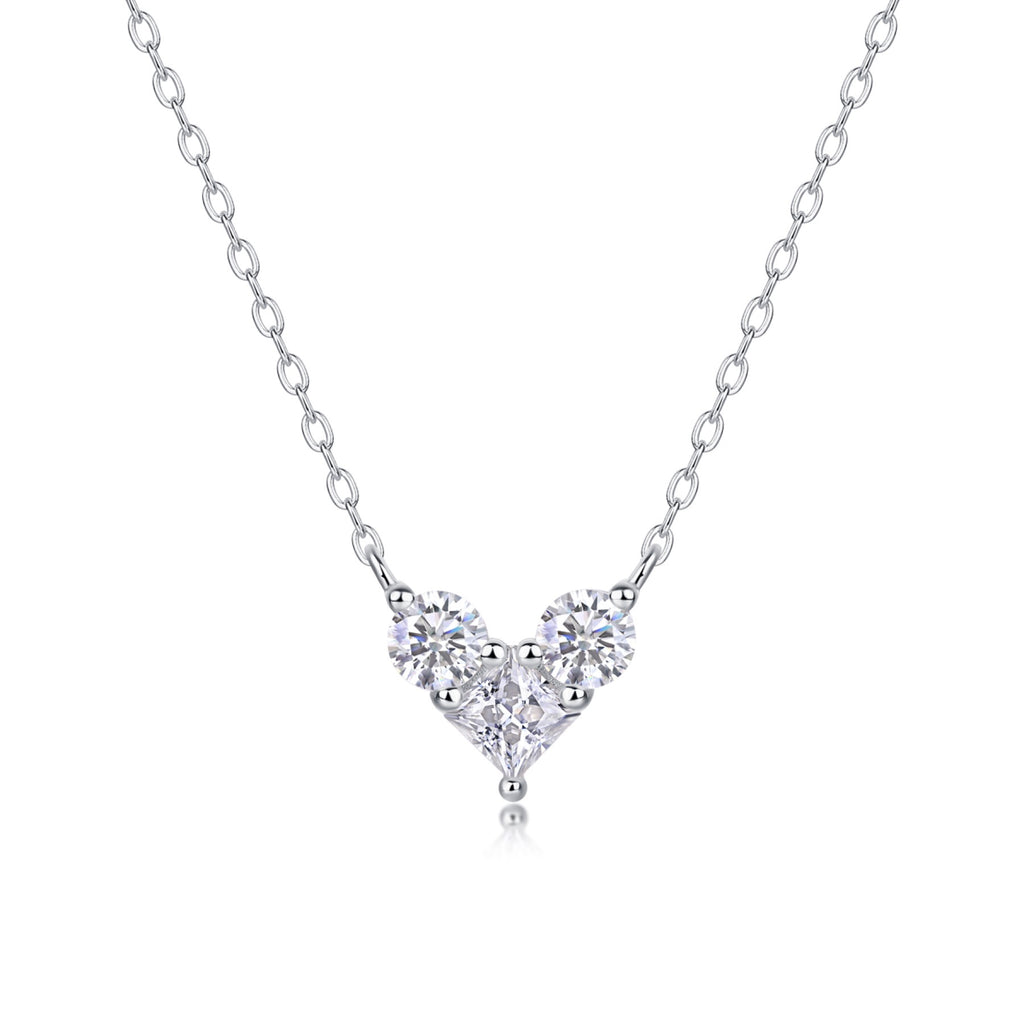 Present Love Moissanite Heart Necklace in Sterling Silver