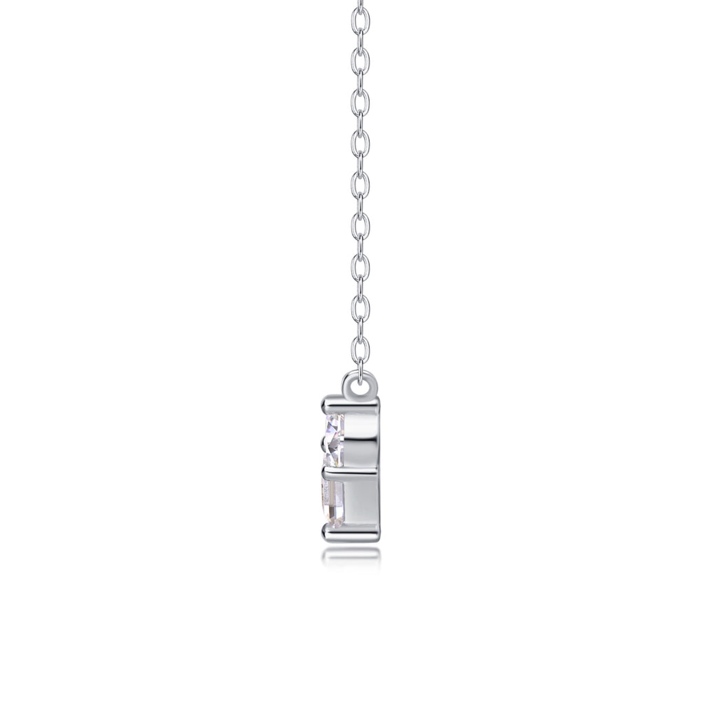 Present Love Moissanite Heart Necklace in Sterling Silver