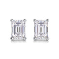 Enthralled Emerald-Cut Moissanite Stud Earrings in Sterling Silver