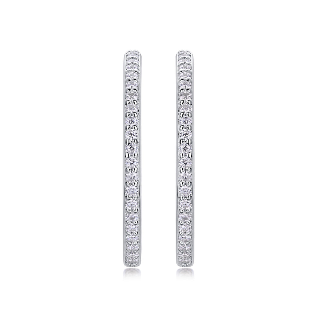 Ribbon Moissanite Hoop Earrings in Sterling Silver