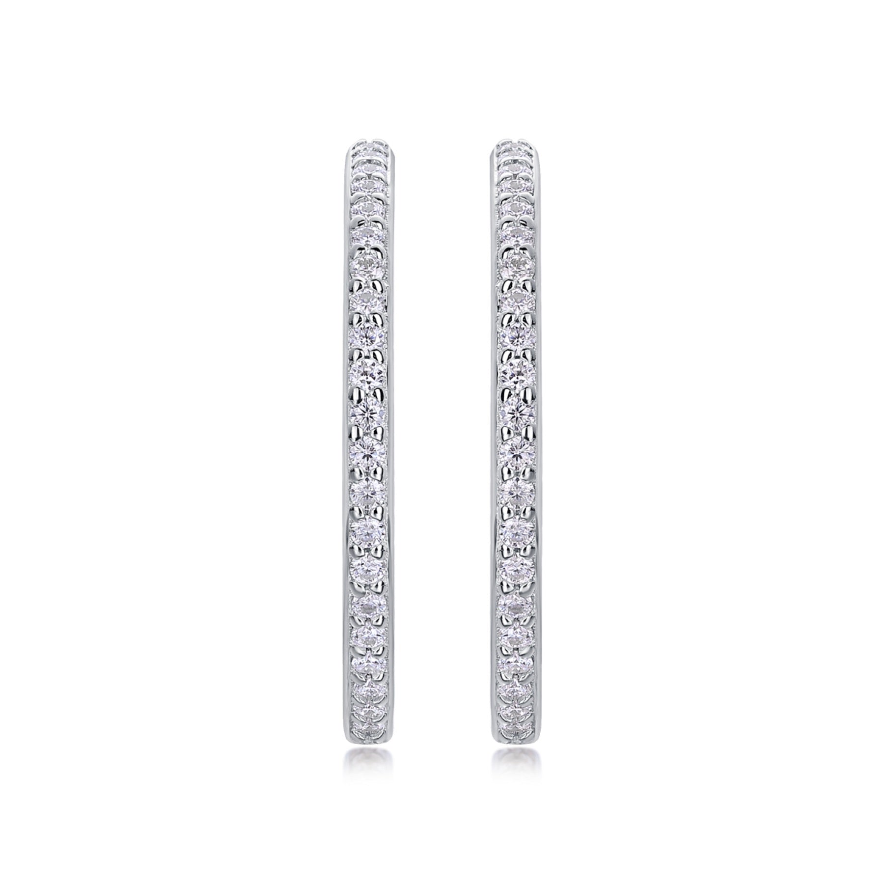 Ribbon Moissanite Hoop Earrings in Sterling Silver