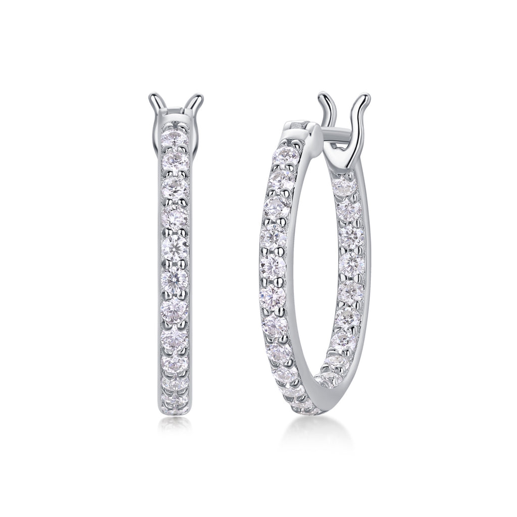 Glimmer Moissanite Hoop Earrings in Sterling Silver