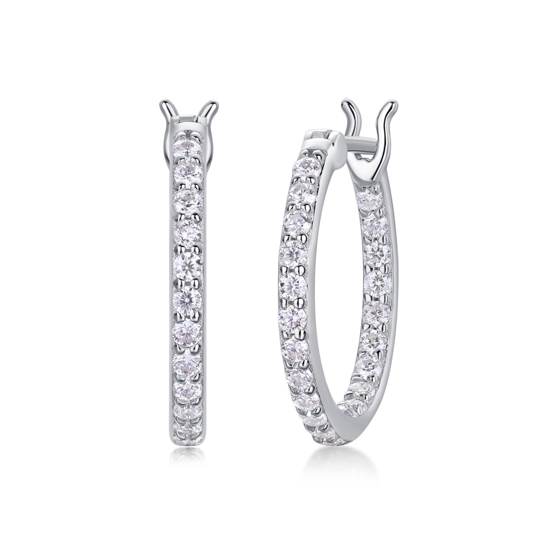 Glimmer Moissanite Hoop Earrings in Sterling Silver