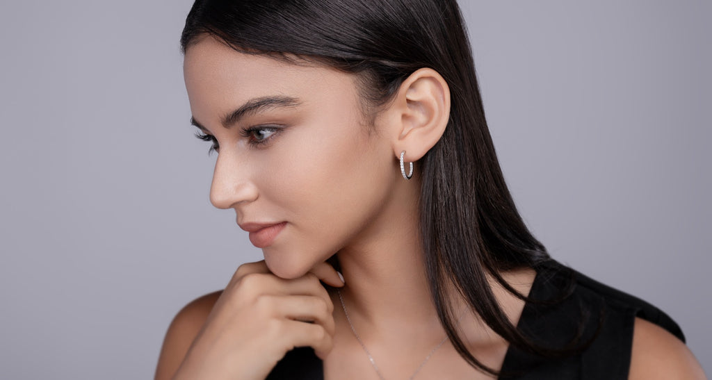Glimmer Moissanite Hoop Earrings in Sterling Silver