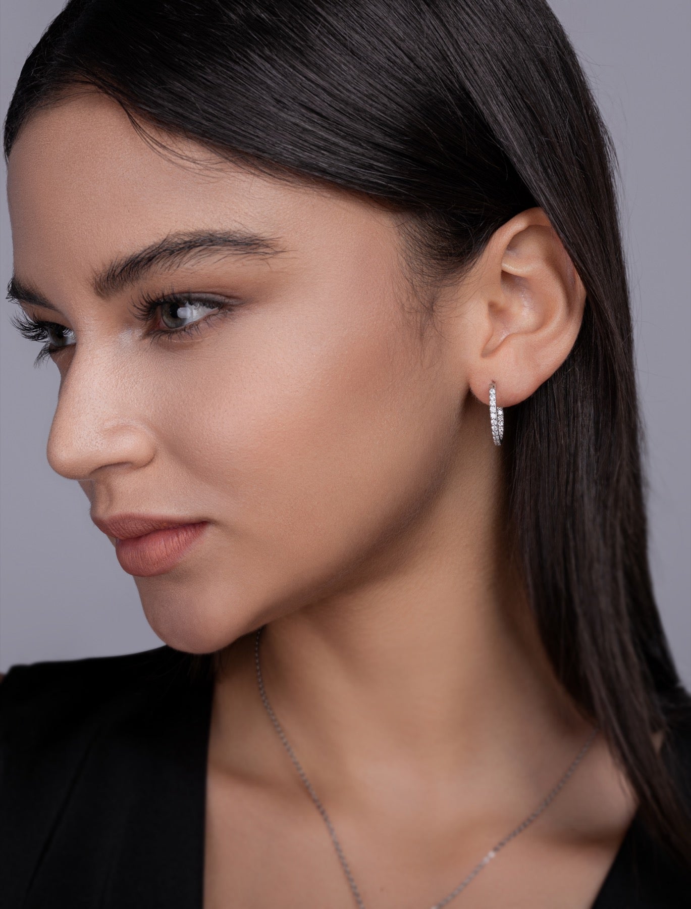 Glimmer Moissanite Hoop Earrings in Sterling Silver