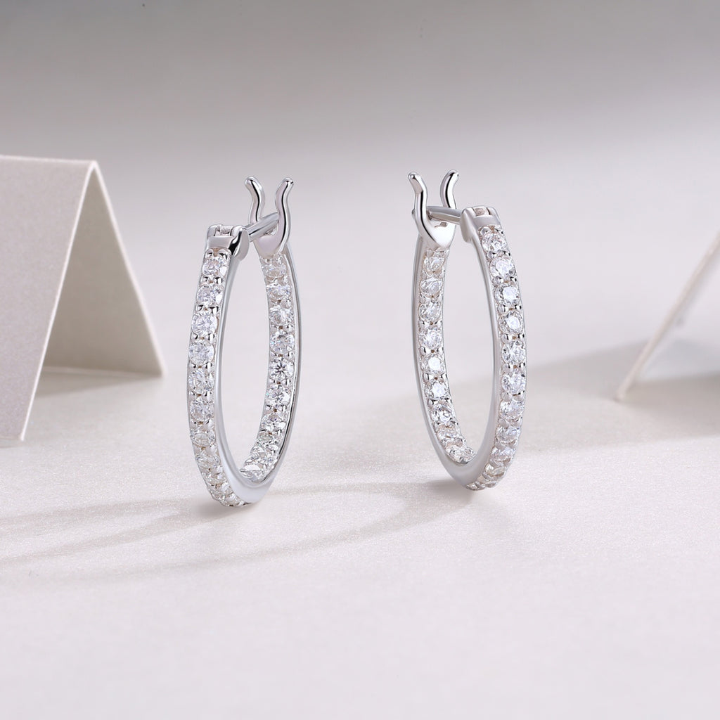 Glimmer Moissanite Hoop Earrings in Sterling Silver