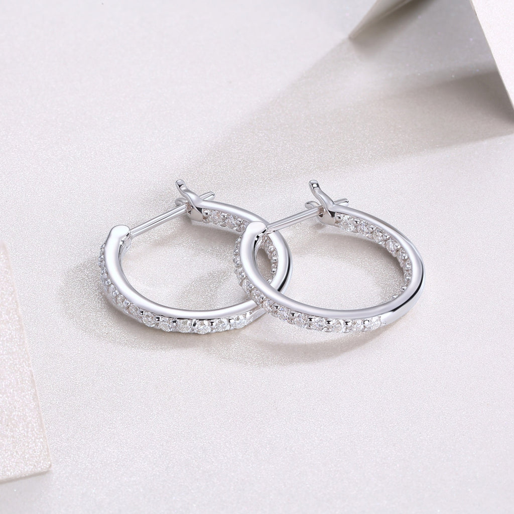Glimmer Moissanite Hoop Earrings in Sterling Silver