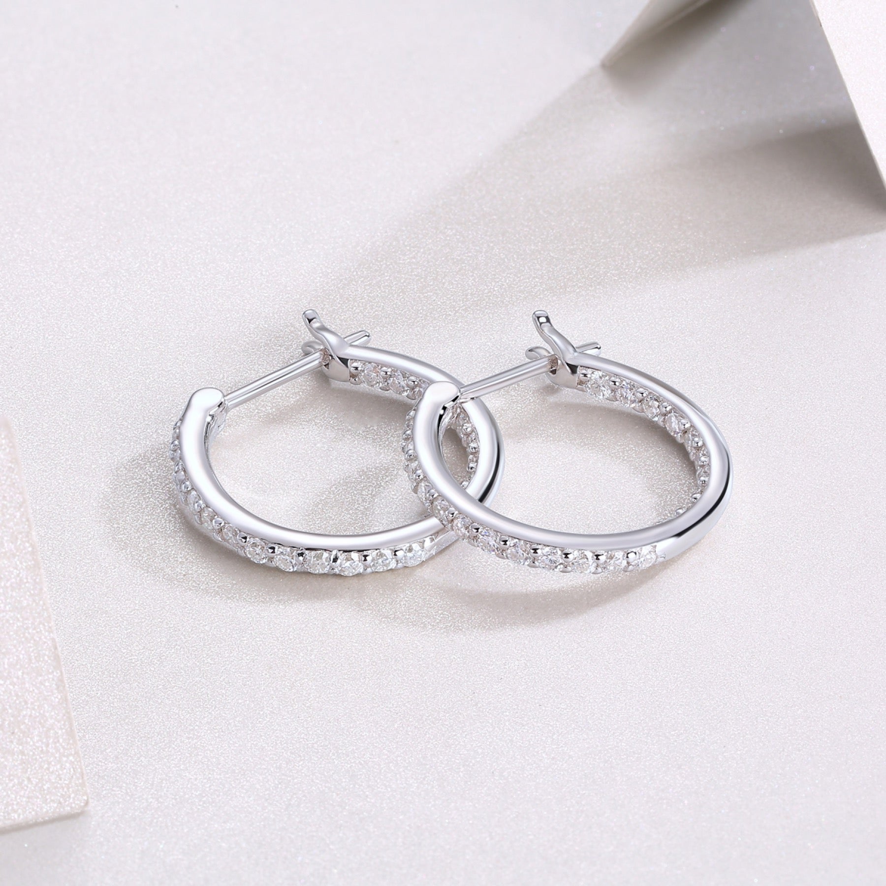 Glimmer Moissanite Hoop Earrings in Sterling Silver