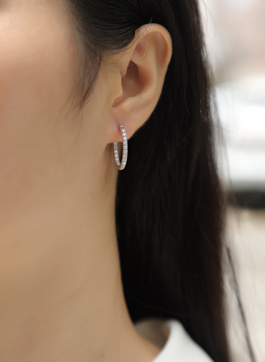 Glimmer Moissanite Hoop Earrings in Sterling Silver