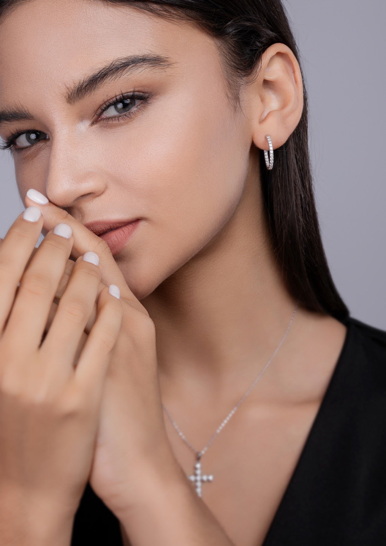 Glimmer Moissanite Hoop Earrings in Sterling Silver
