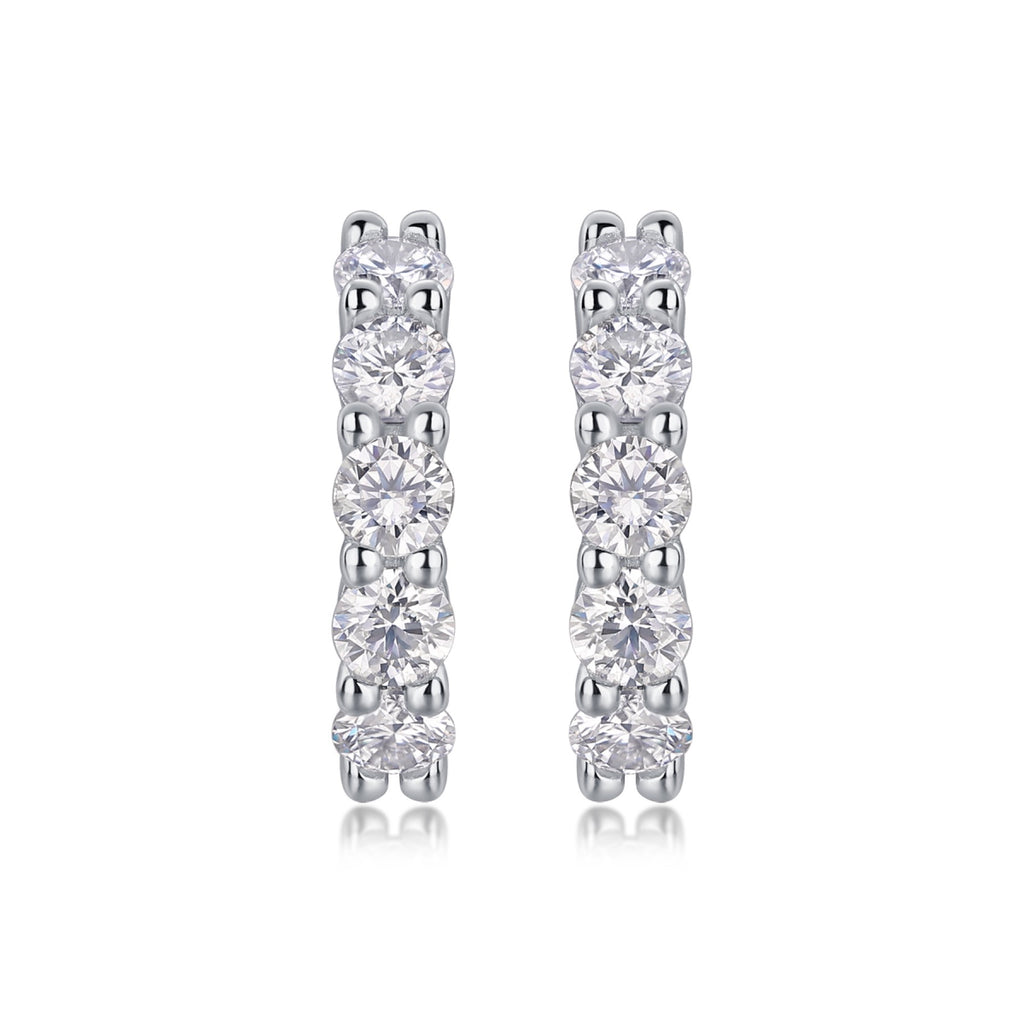 Daybreak Moissanite Huggie Hoop Earrings in Sterling Silver