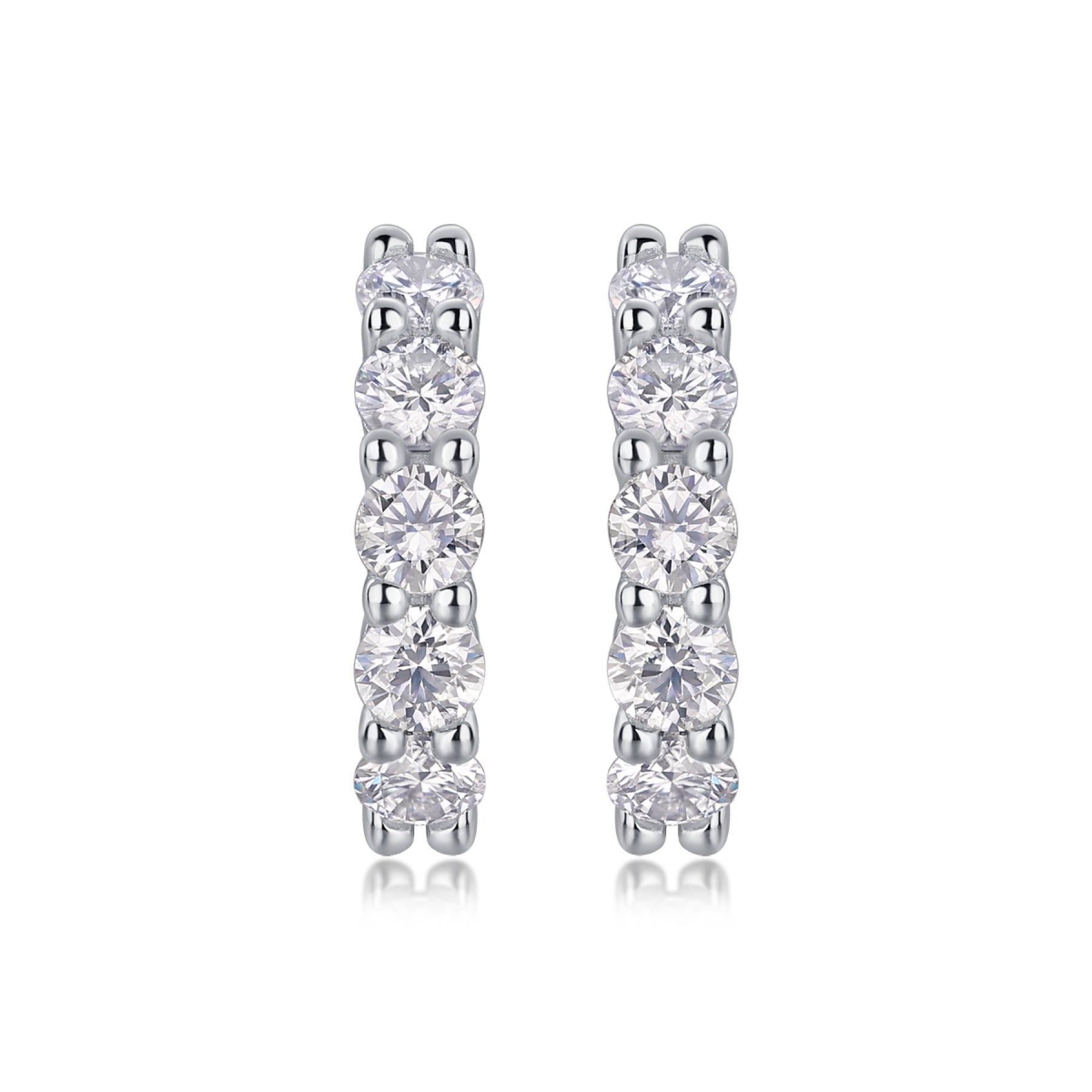 Daybreak Moissanite Huggie Hoop Earrings in Sterling Silver