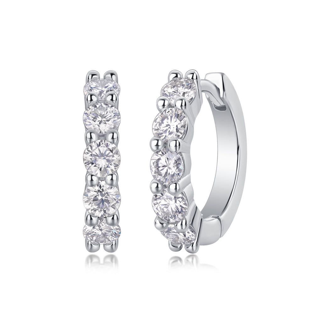 Daybreak Moissanite Huggie Hoop Earrings in Sterling Silver