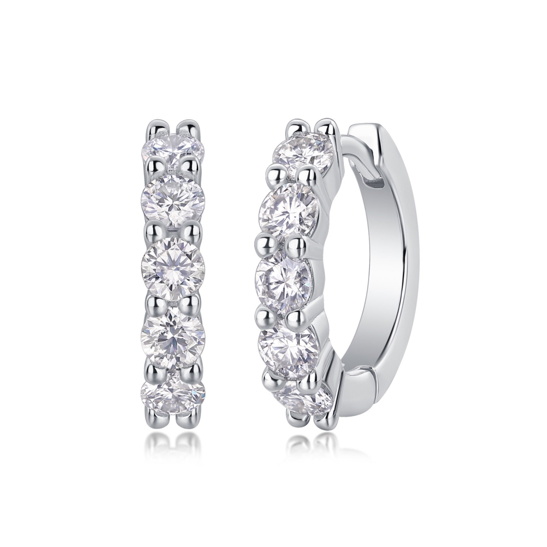 Daybreak Moissanite Huggie Hoop Earrings in Sterling Silver
