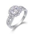 Snow Lotus 2 Carat Moissanite Halo Ring in Sterling Silver