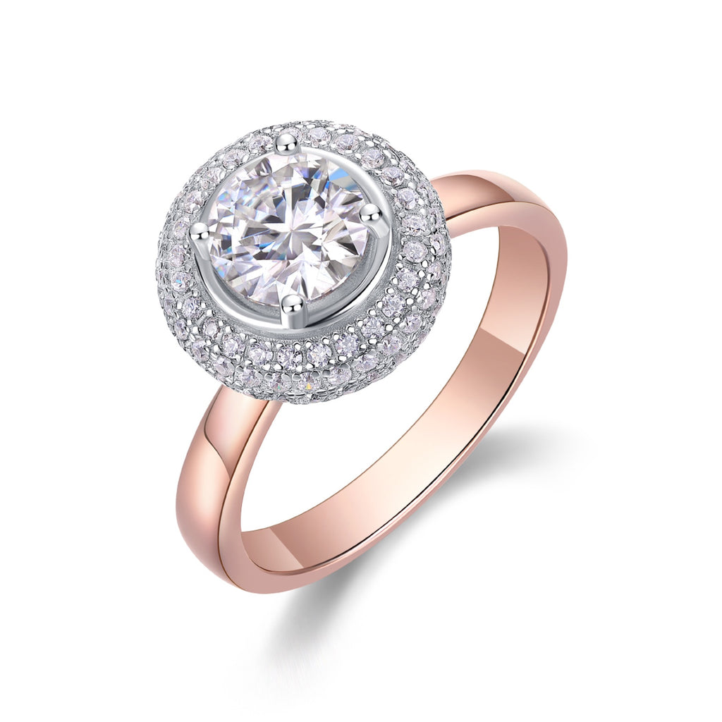 Moonwater 1 Carat Moissanite Double Halo Ring in Sterling Silver