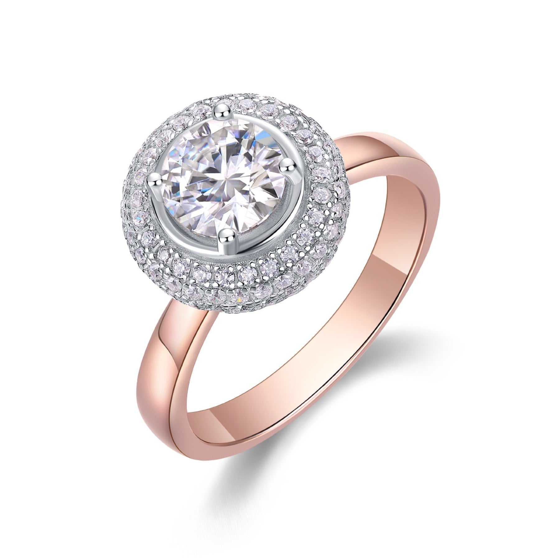 Moonwater 1 Carat Moissanite Double Halo Ring in Sterling Silver