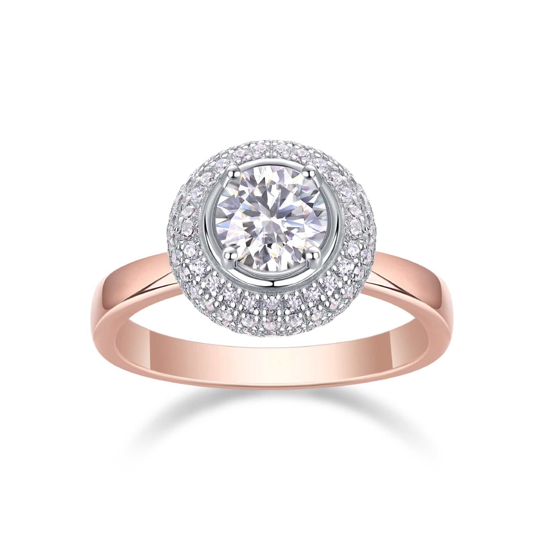 Moonwater 1 Carat Moissanite Double Halo Ring in Sterling Silver