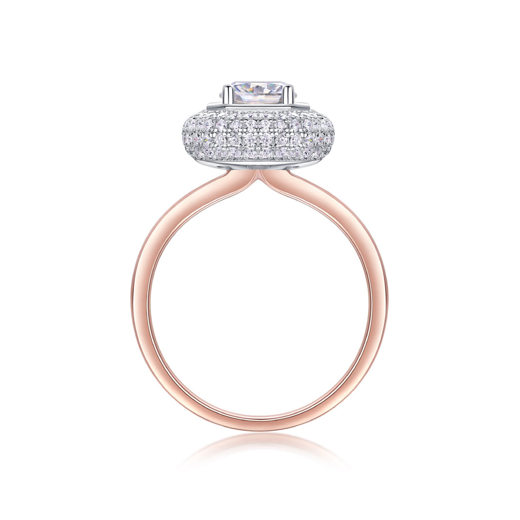 Moonwater 1 Carat Moissanite Double Halo Ring in Sterling Silver