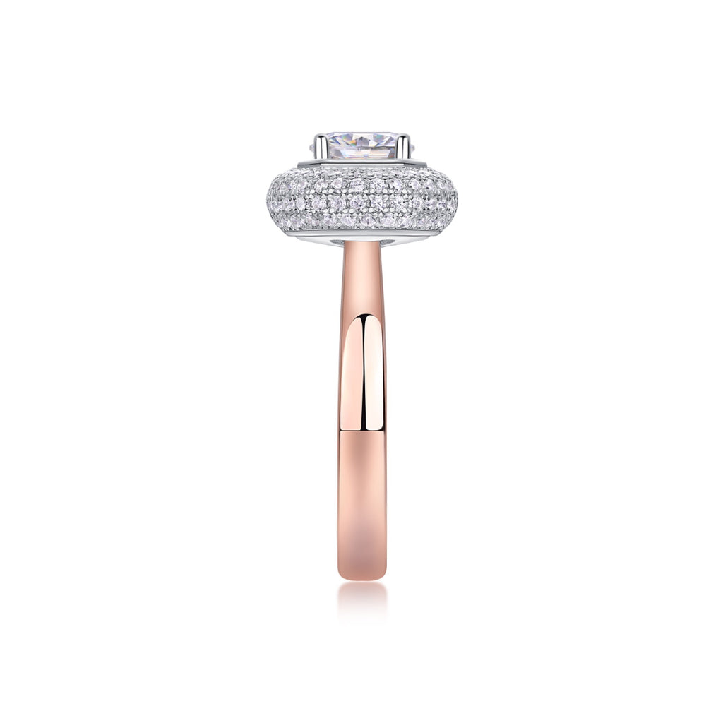 Moonwater 1 Carat Moissanite Double Halo Ring in Sterling Silver