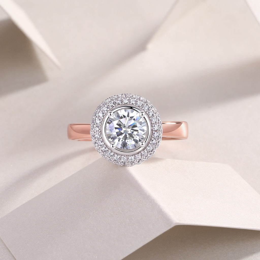 Moonwater 1 Carat Moissanite Double Halo Ring in Sterling Silver