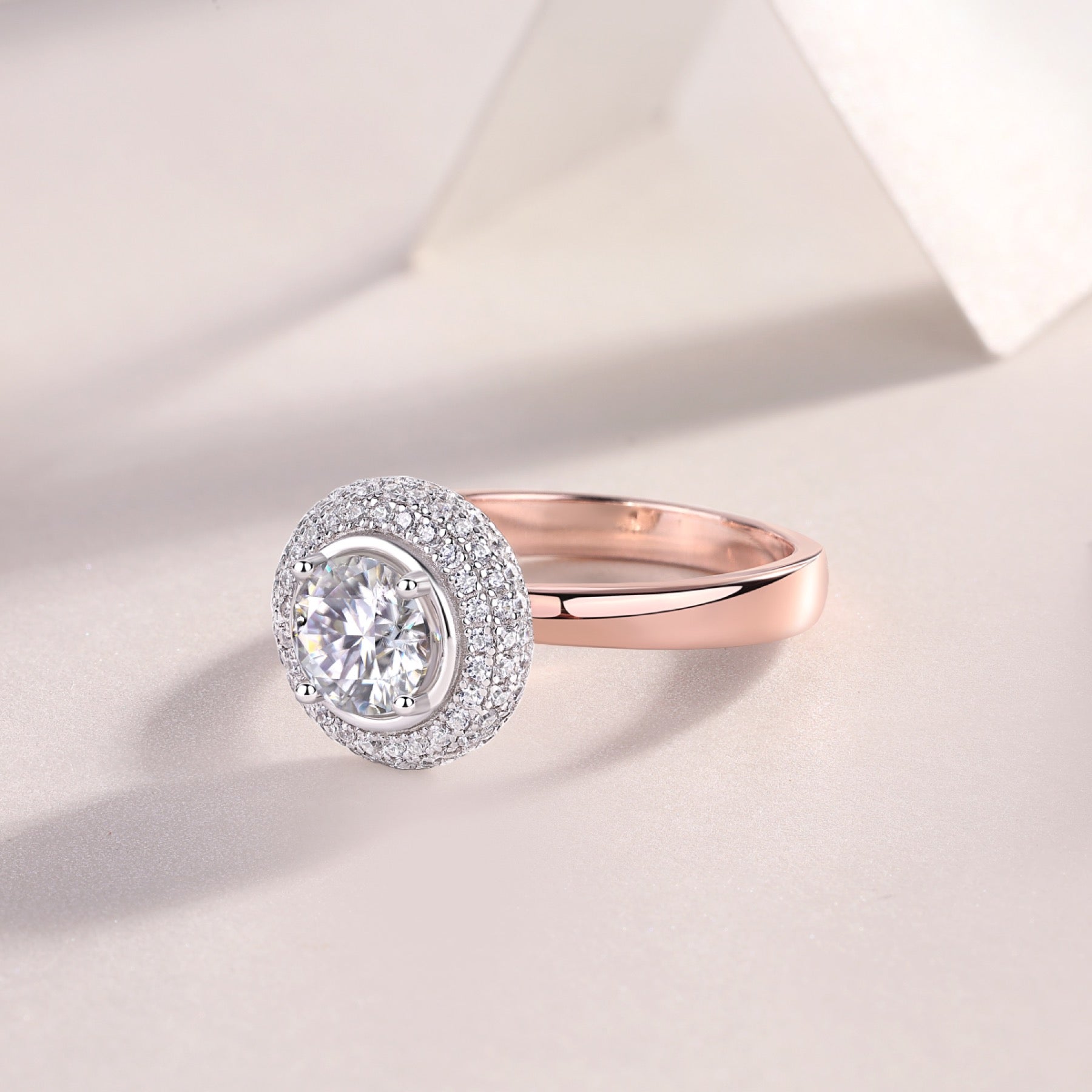 Moonwater 1 Carat Moissanite Double Halo Ring in Sterling Silver
