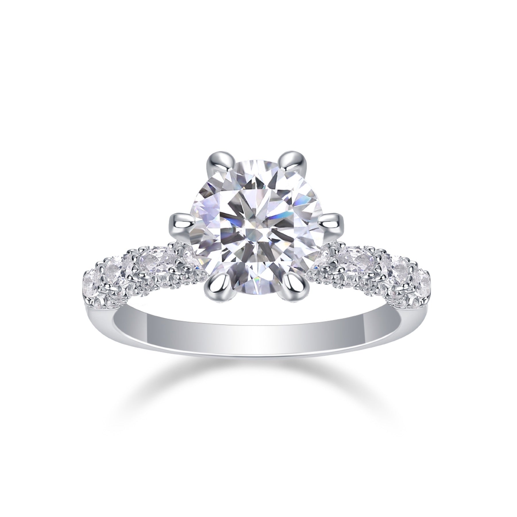 Fortuna Moissanite Solitaire Ring in Sterling Silver