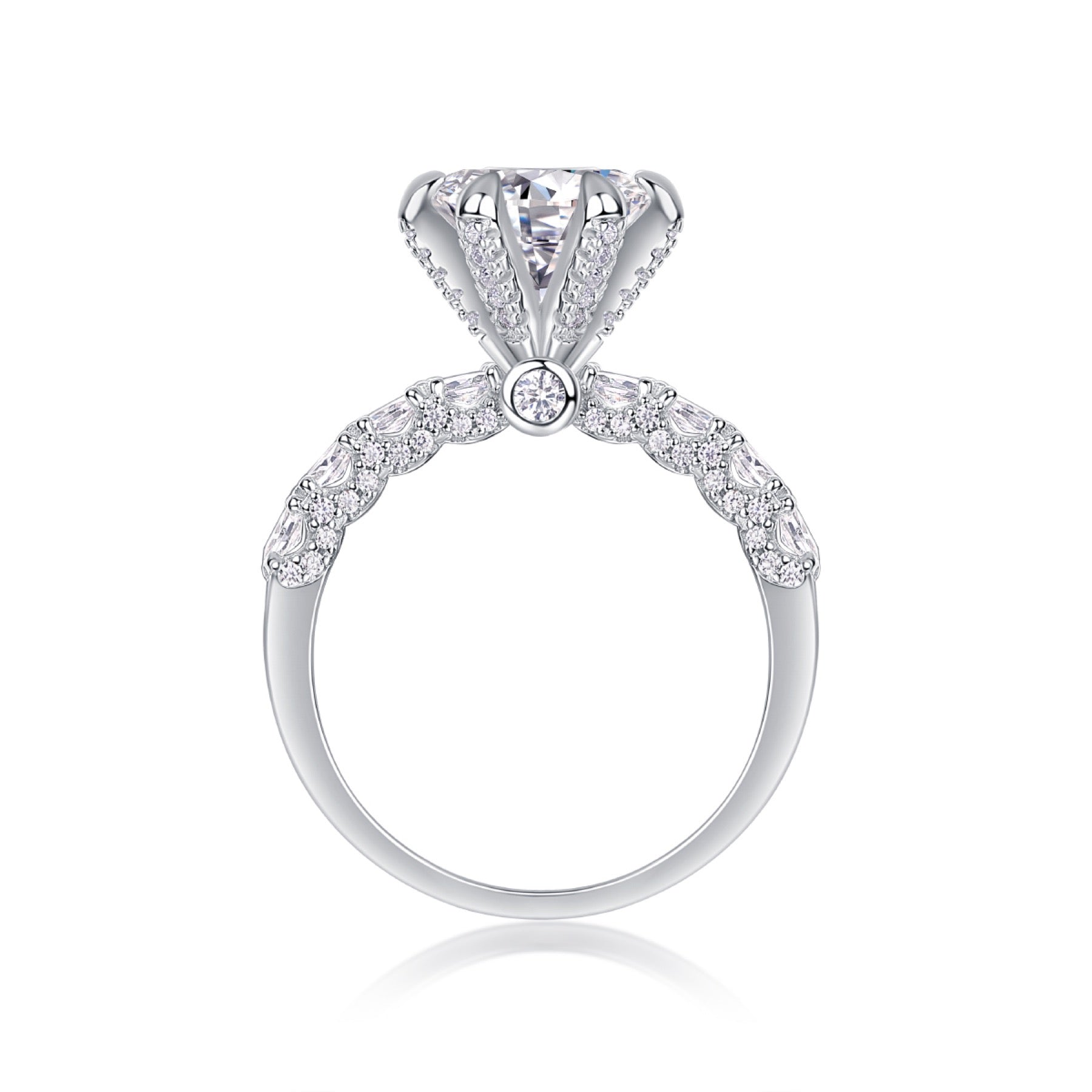 Fortuna Moissanite Solitaire Ring in Sterling Silver