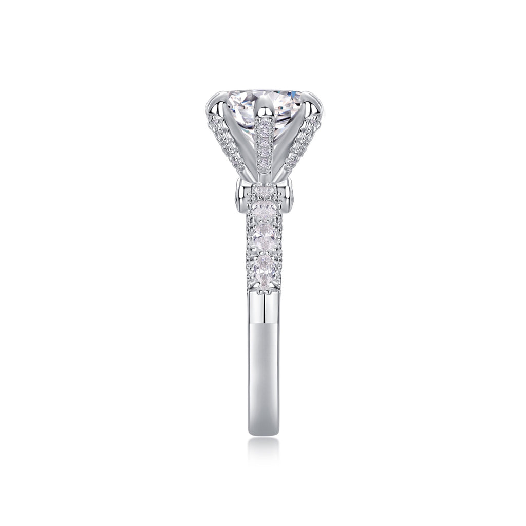 Fortuna Moissanite Solitaire Ring in Sterling Silver
