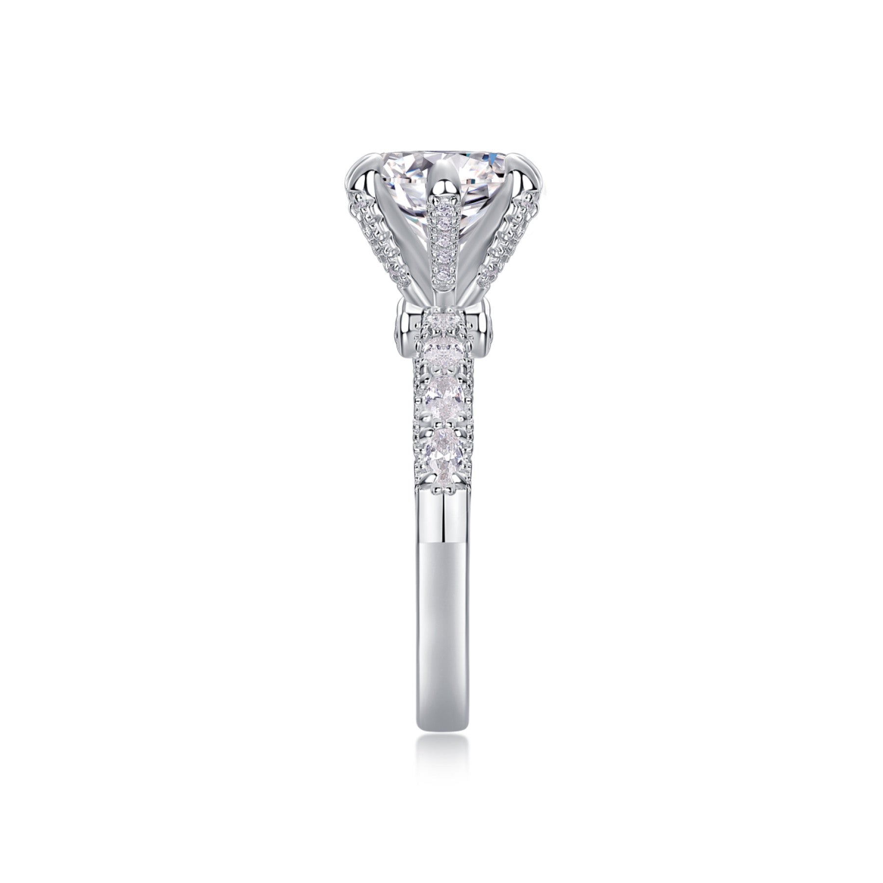 Fortuna Moissanite Solitaire Ring in Sterling Silver