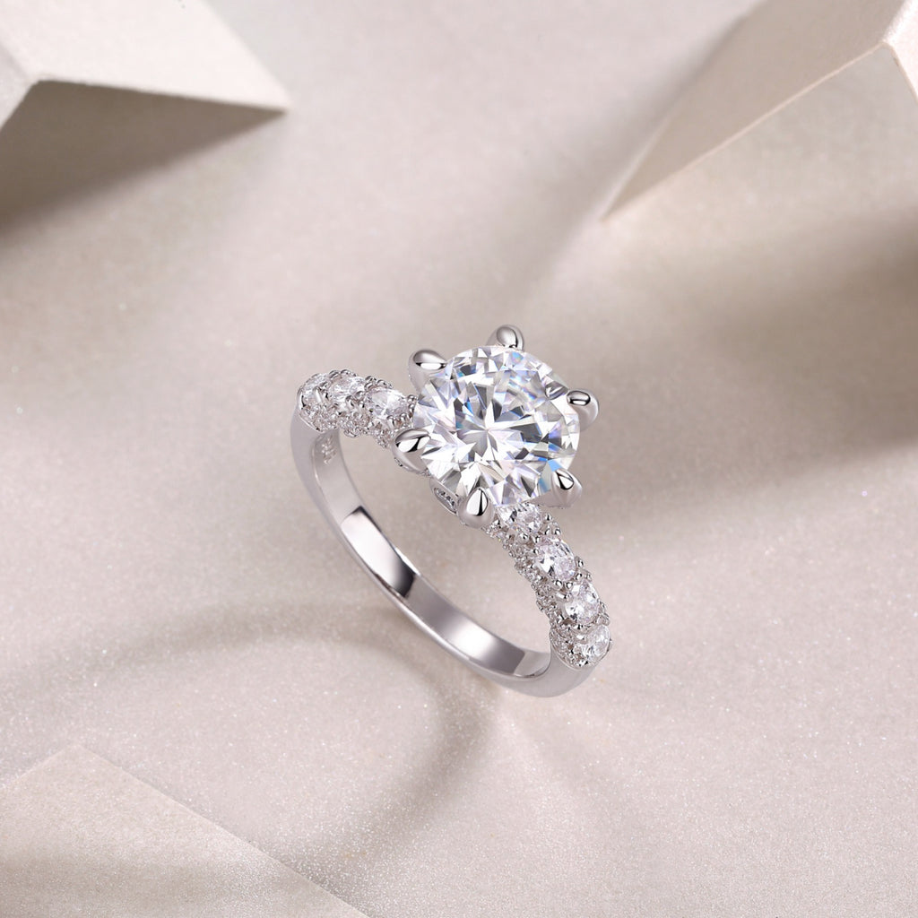 Fortuna Moissanite Solitaire Ring in Sterling Silver