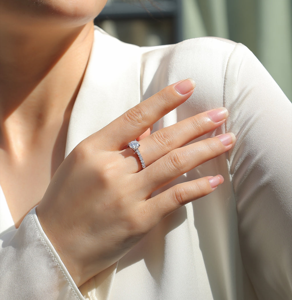 Smitten 1 Carat Moissanite Solitaire Ring in Sterling Silver