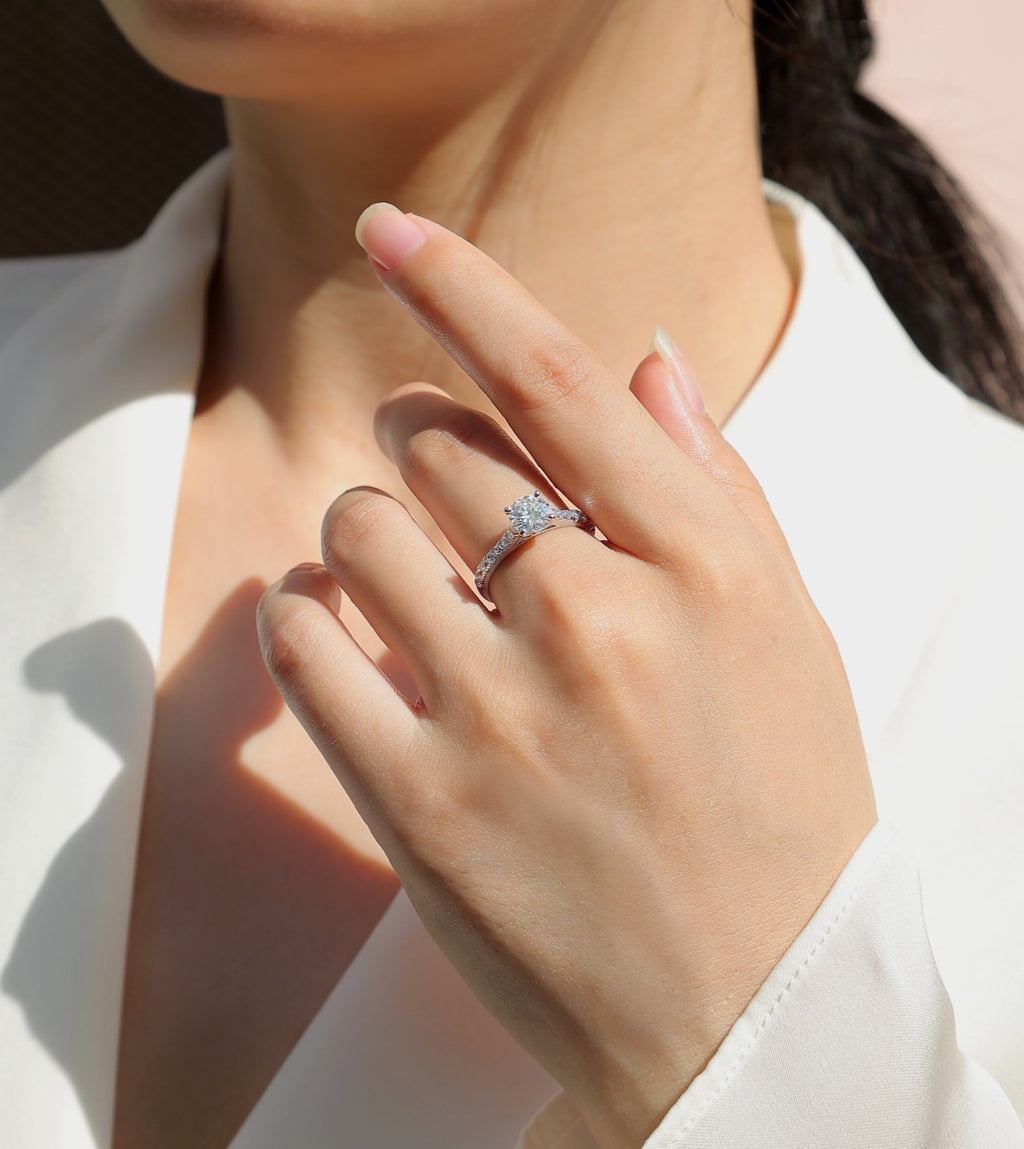 Smitten 1 Carat Moissanite Solitaire Ring in Sterling Silver