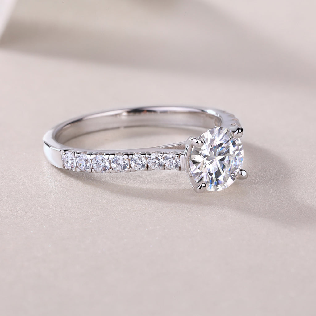 Smitten 1 Carat Moissanite Solitaire Ring in Sterling Silver