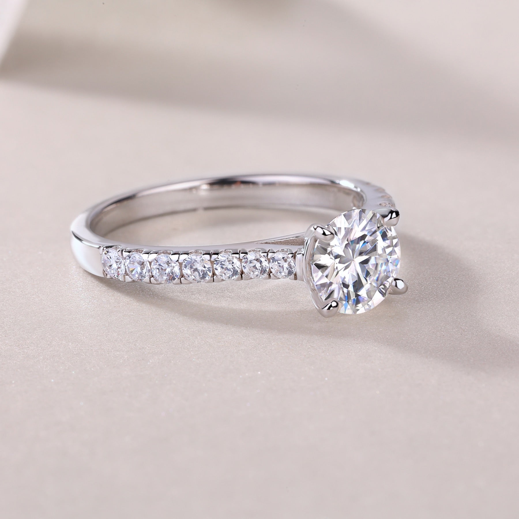 Smitten 1 Carat Moissanite Solitaire Ring in Sterling Silver