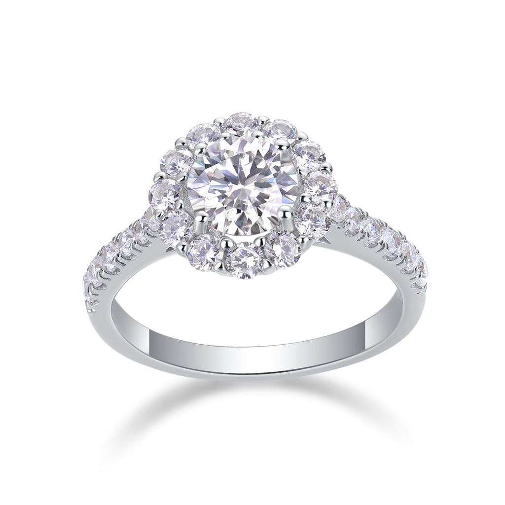 True Love 1 Carat Moissanite Halo Ring in Sterling Silver