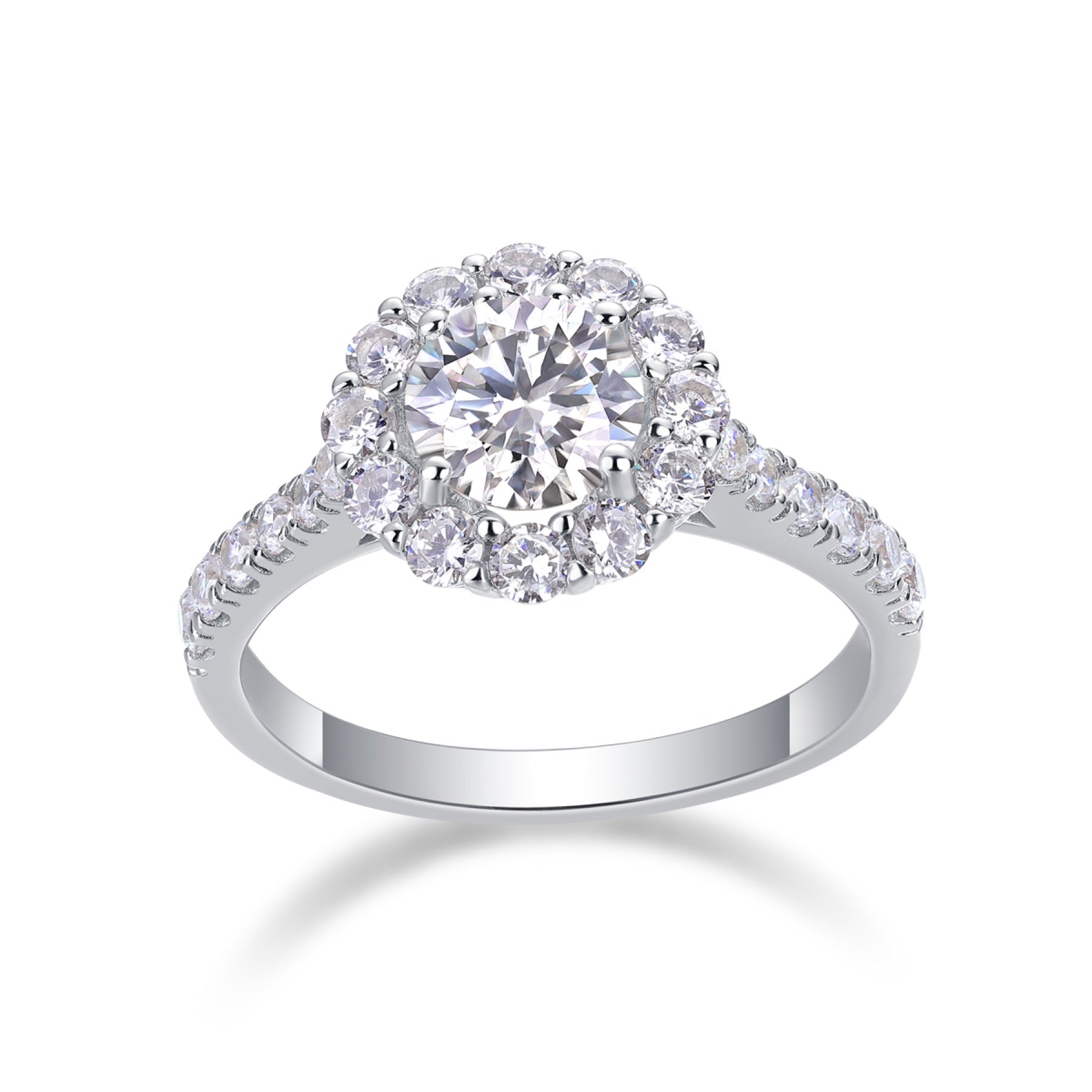 True Love 1 Carat Moissanite Halo Ring in Sterling Silver