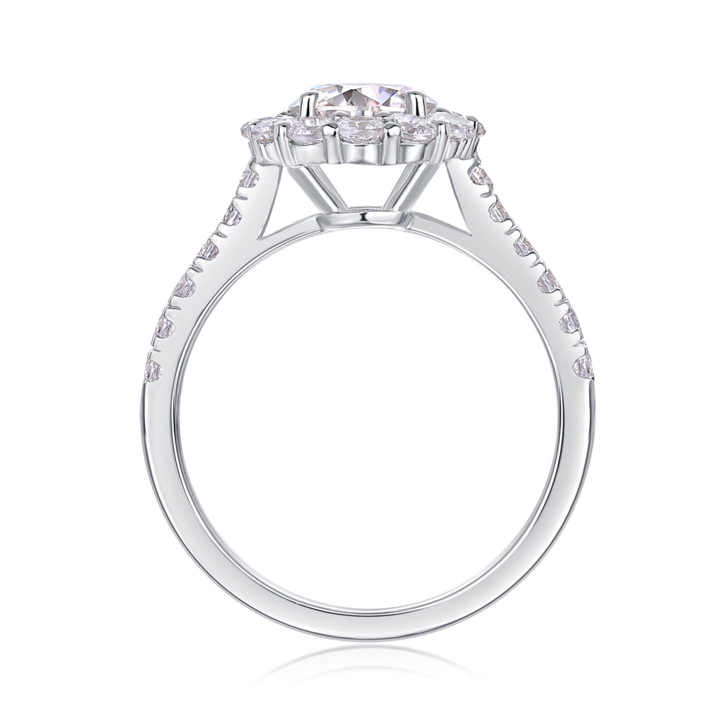 True Love 1 Carat Moissanite Halo Ring in Sterling Silver