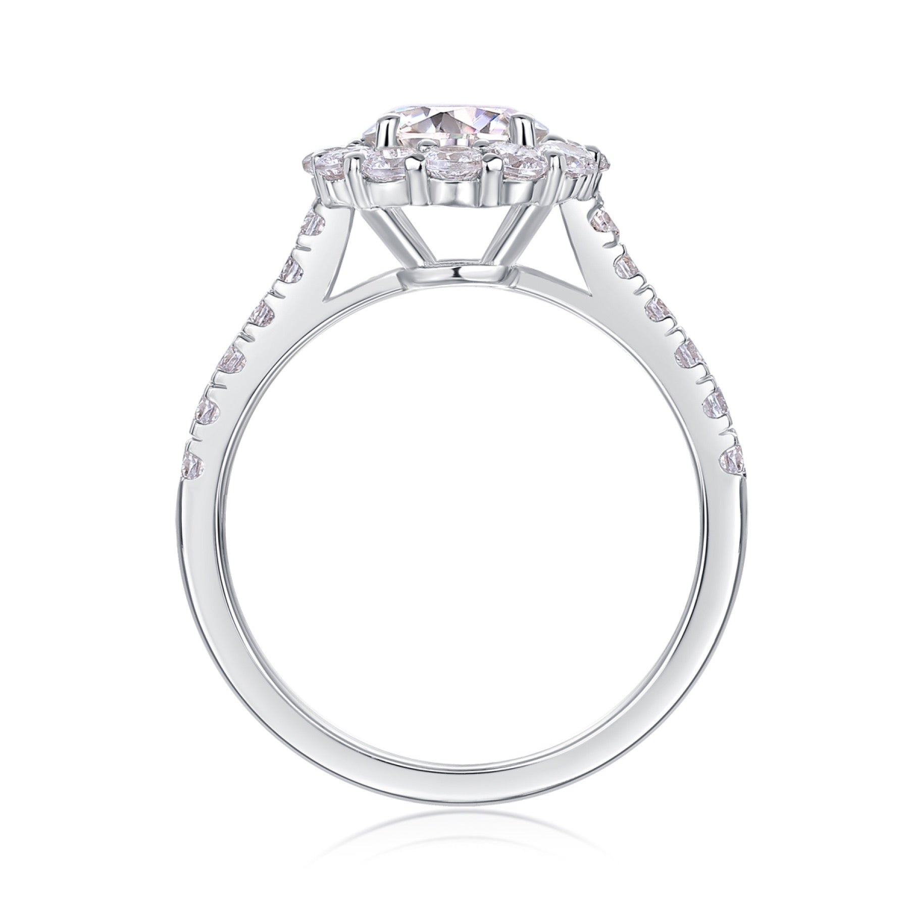 True Love 1 Carat Moissanite Halo Ring in Sterling Silver